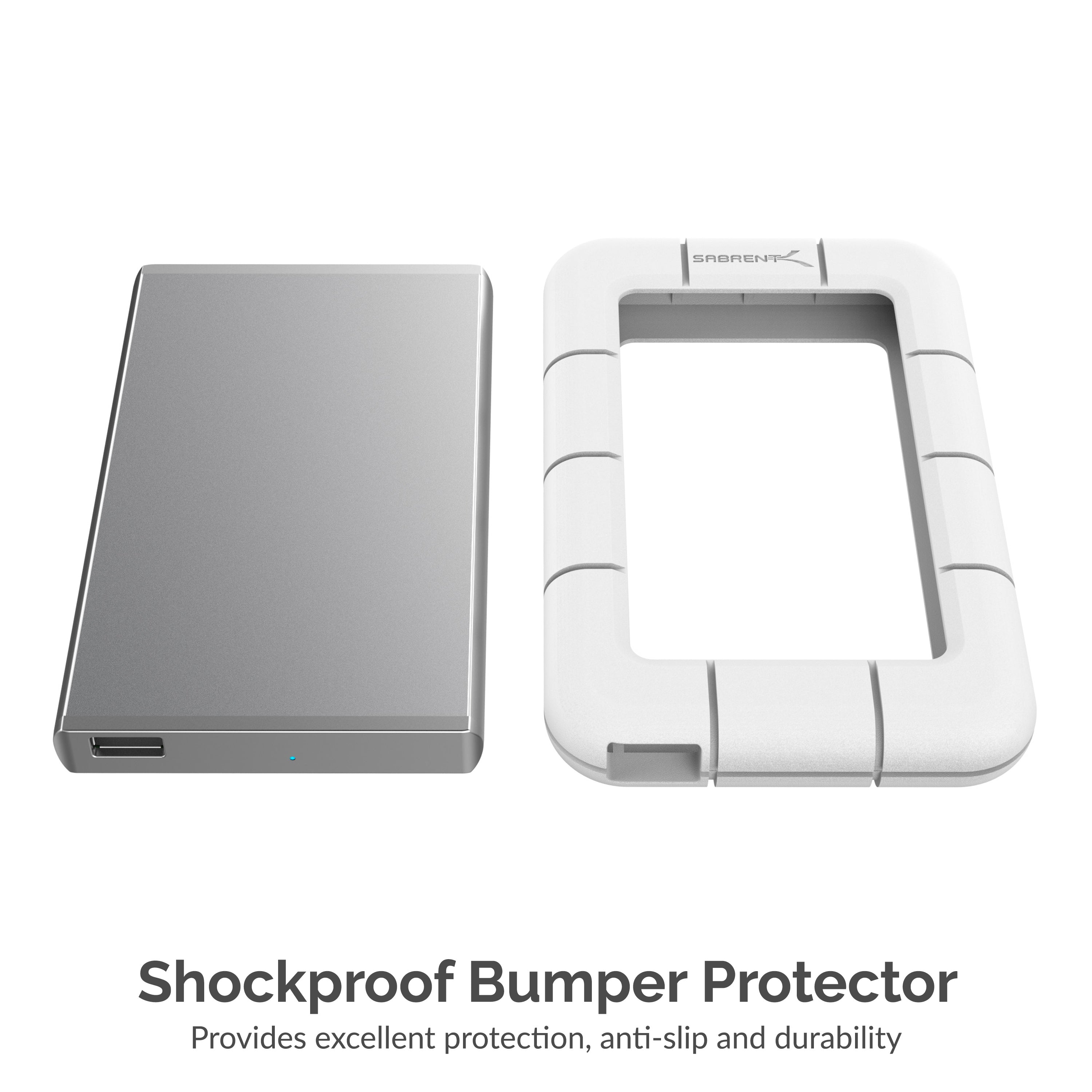 USB 3.0 to SSD / 2.5-Inch SATA External Shockproof Aluminum Hard Drive Enclosure [Support UASP SATA III] White / Silver