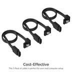 SATA III (6 Gbit/s) Right Angle Data Cable with Locking Latch for HDD / SSD / CD and DVD drives (3 Pack - 20-Inch)