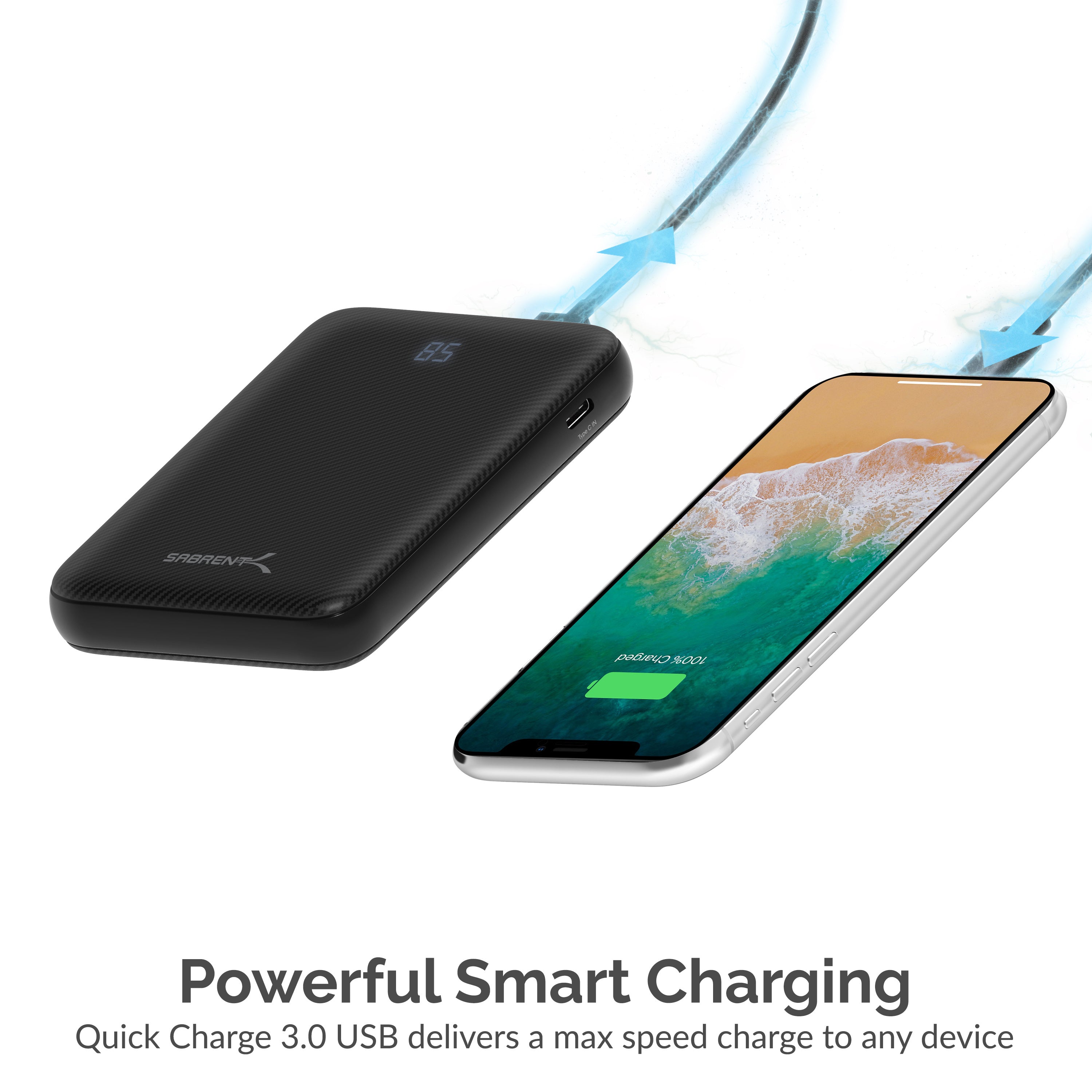 10000 mAh USB C PD Power Bank with Quick Charge 3.0