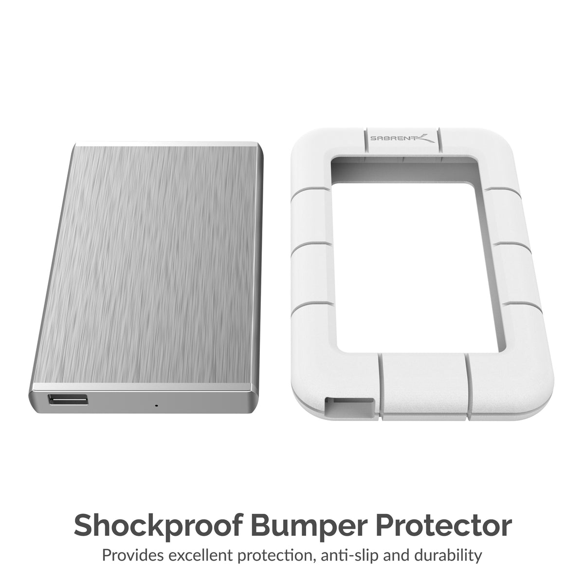 USB 2.0 to 2.5-Inch SATA/SSD External Shockproof Aluminum Hard Drive Enclosure White/Silver