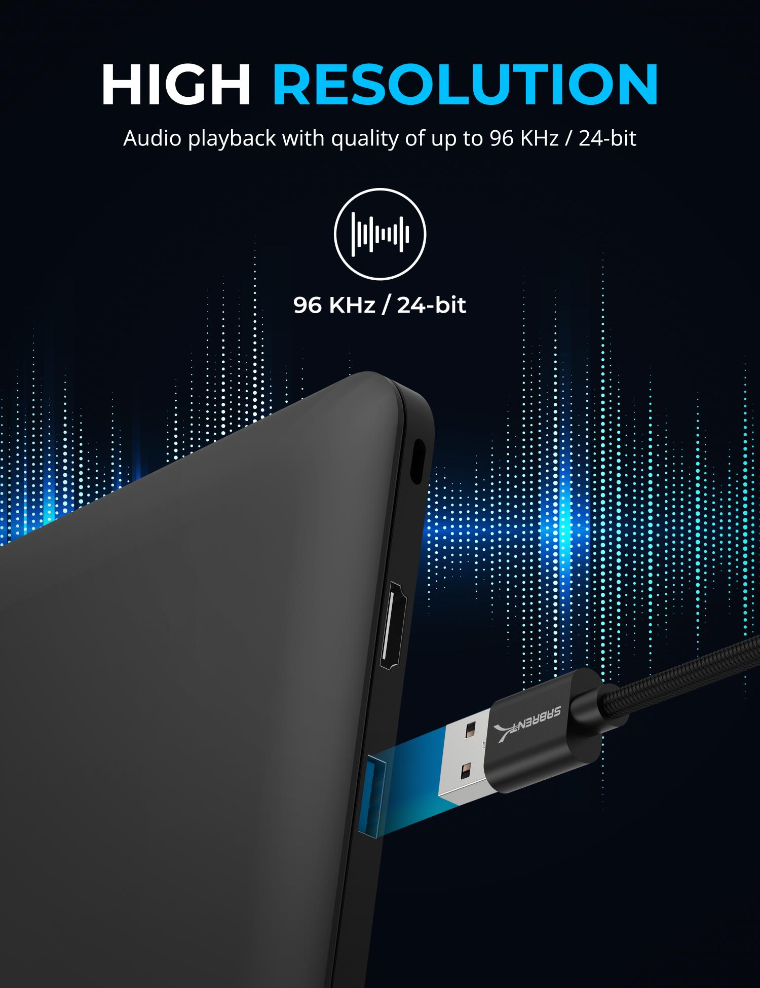 USB Type-A to 3.5mm Audio Jack Active Adapter 20" Cable