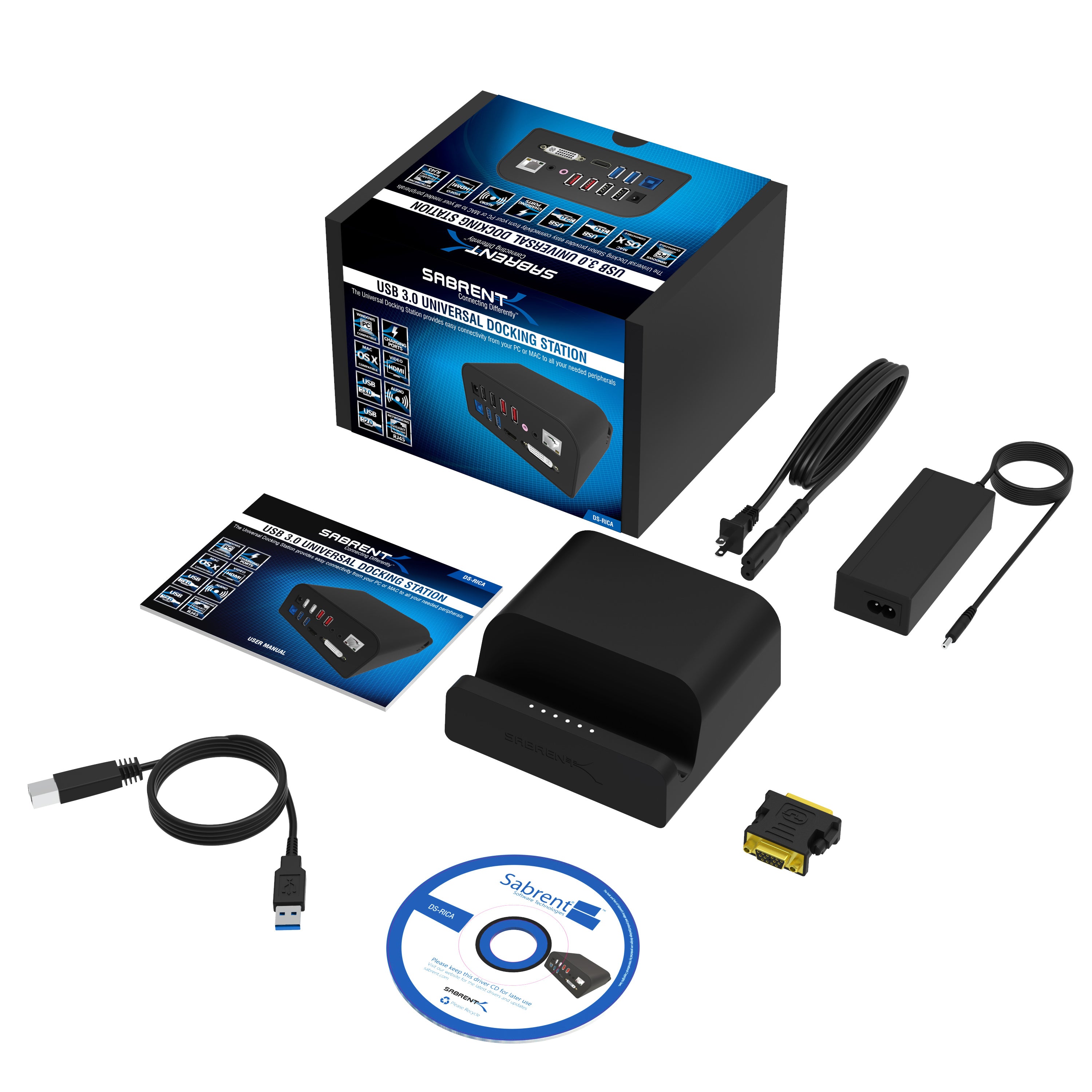 USB 3.0 Universal Docking Station with Stand for Tablets and Laptops
