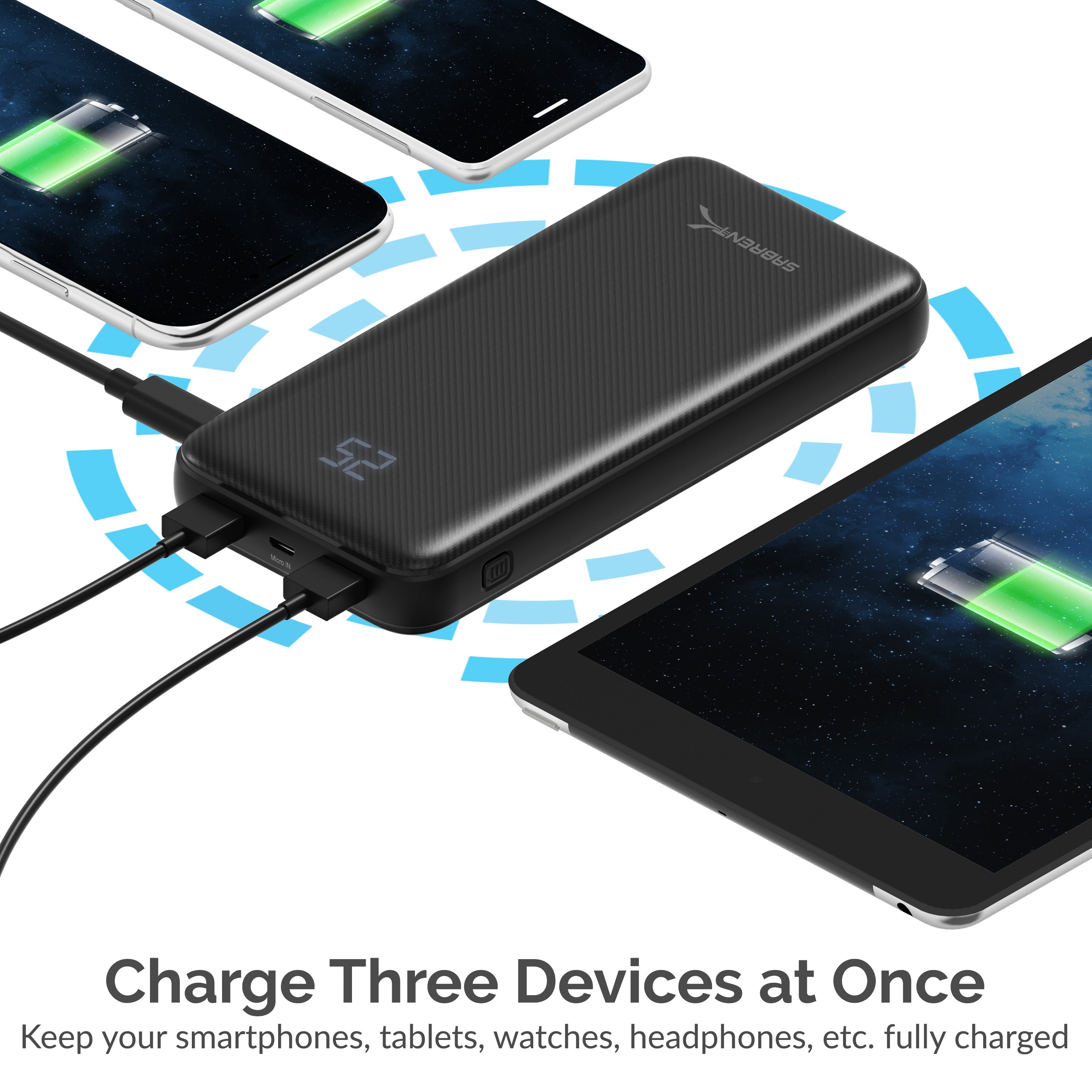 20000 mAh USB C PD Power Bank with Quick Charge 3.0