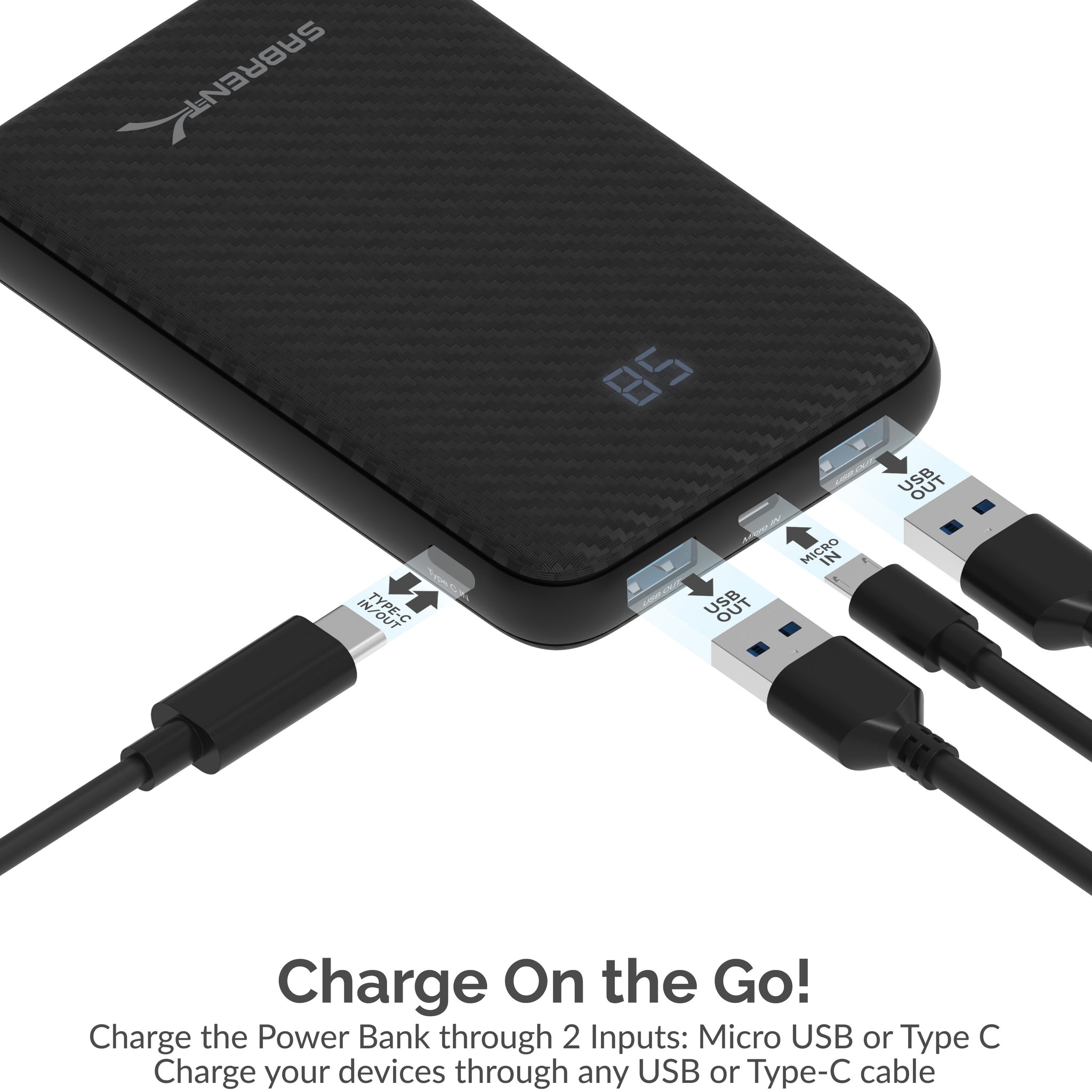 Sabrent PB-Y10B 10000 mAh USB C PD Power Bank with Quick Charge 3.0 ()