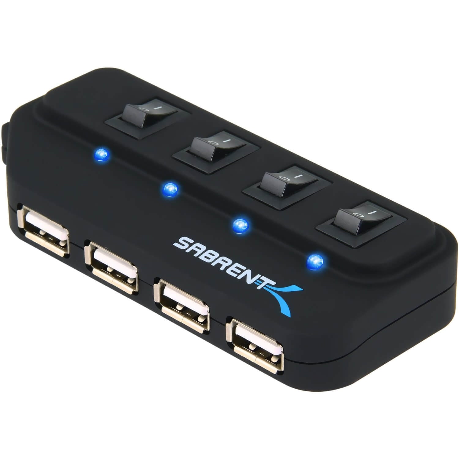 4-Port USB 2.0 Hub, Individual Power Switches And Leds