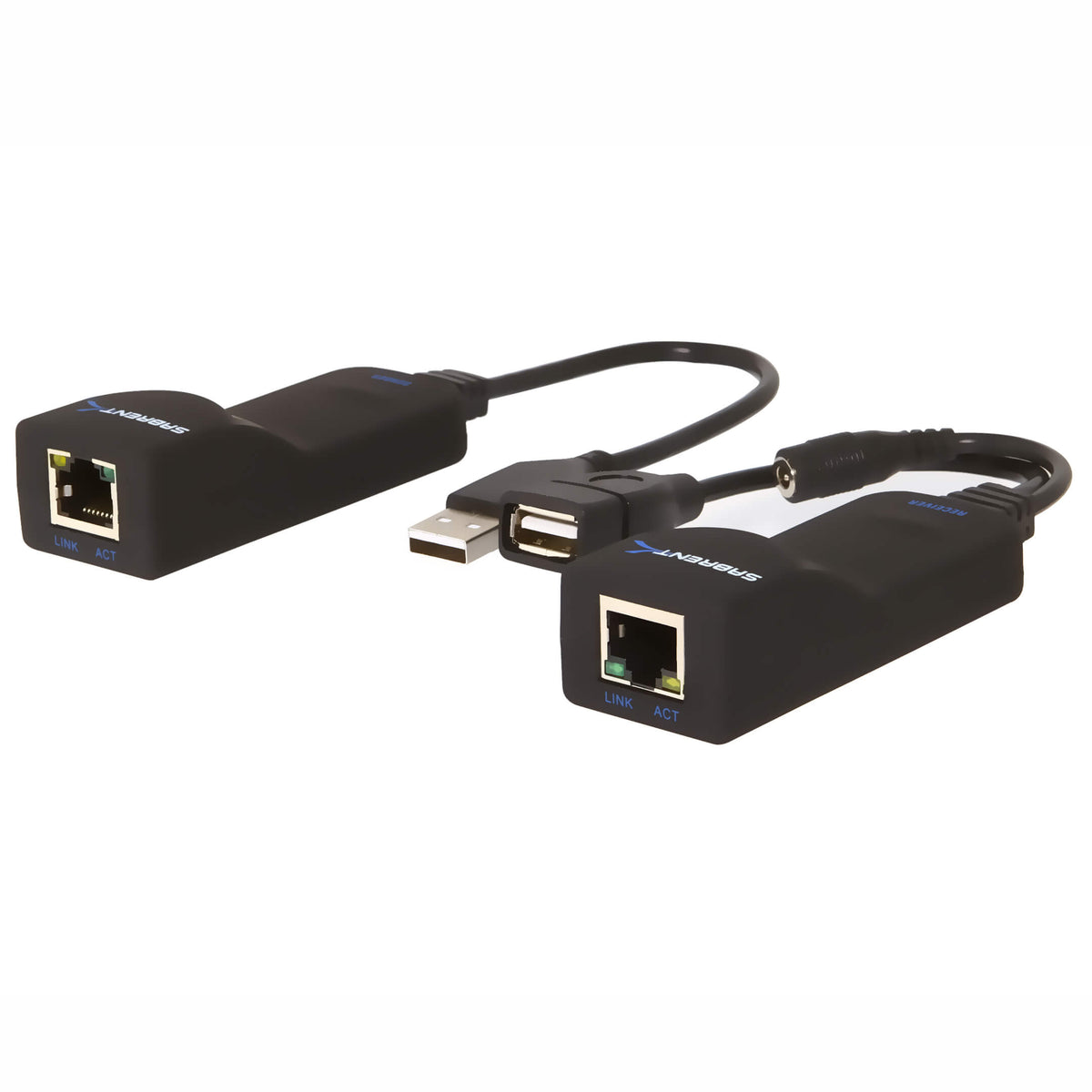 USB 2.0 Extender Adapter Over Cat5/5e/6/RJ45  Extension Cable With Power Adapters