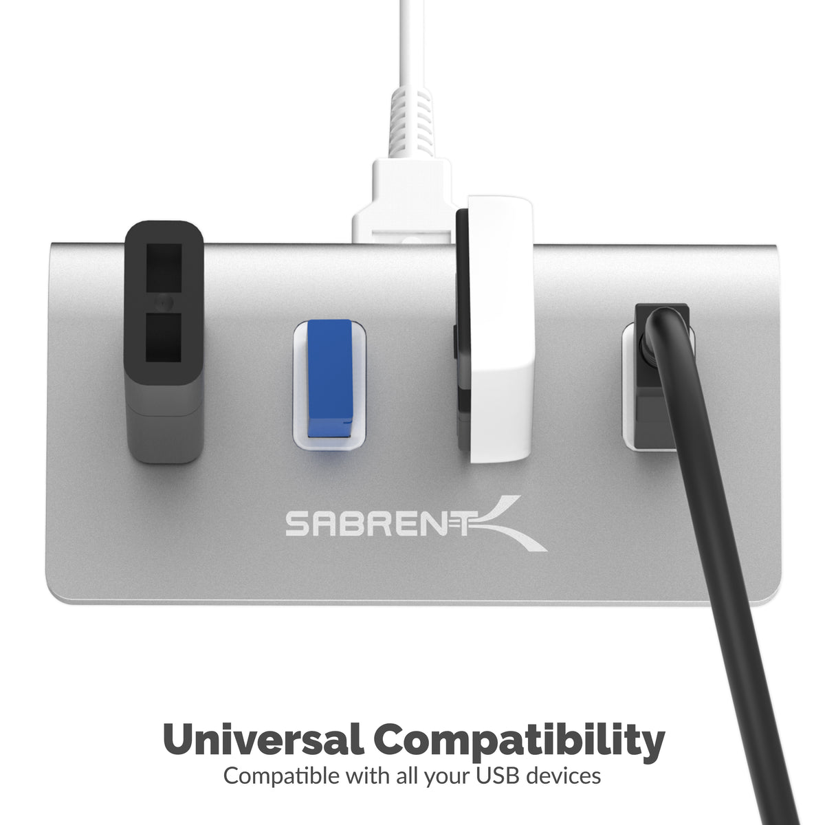 Premium 4 Port Aluminum USB 3.0 Hub (30&quot; Cable) for iMac, MacBook, MacBook Pro, MacBook Air, Mac Mini, or Any PC [Silver] 5V/4A Power Adapter Included