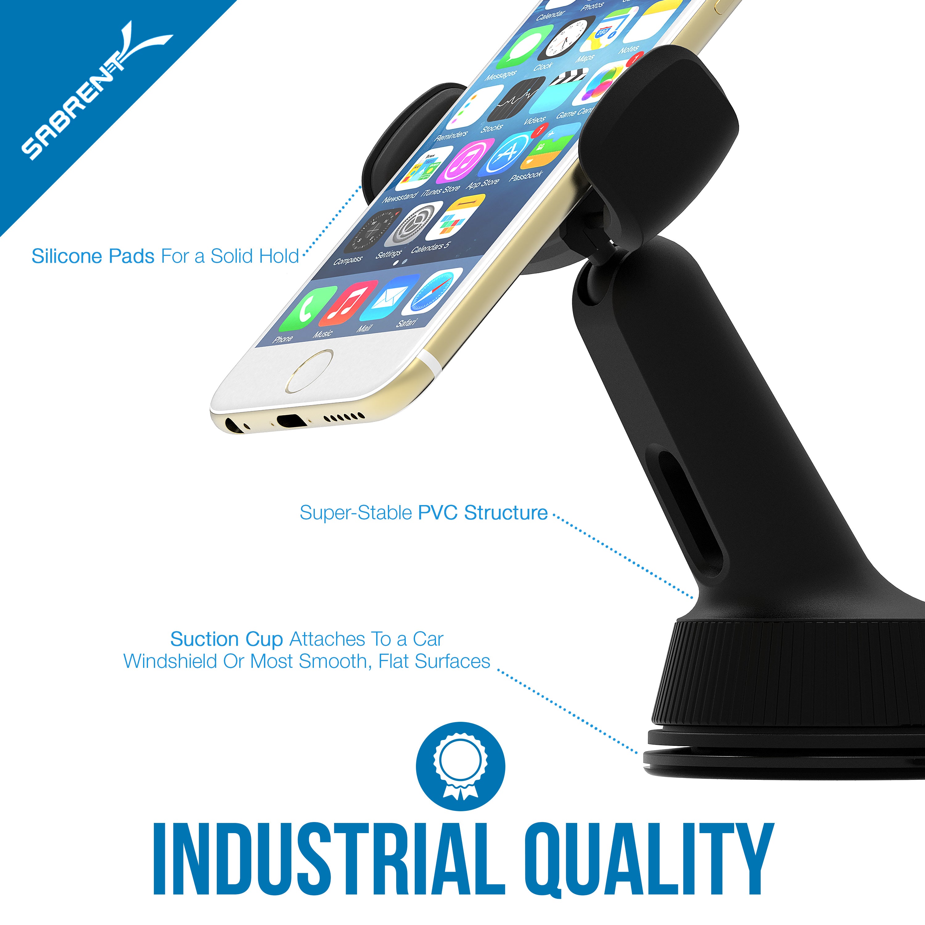 Universal Car Window/Dash Mount Holder for Most Smartphones Devices [Black]
