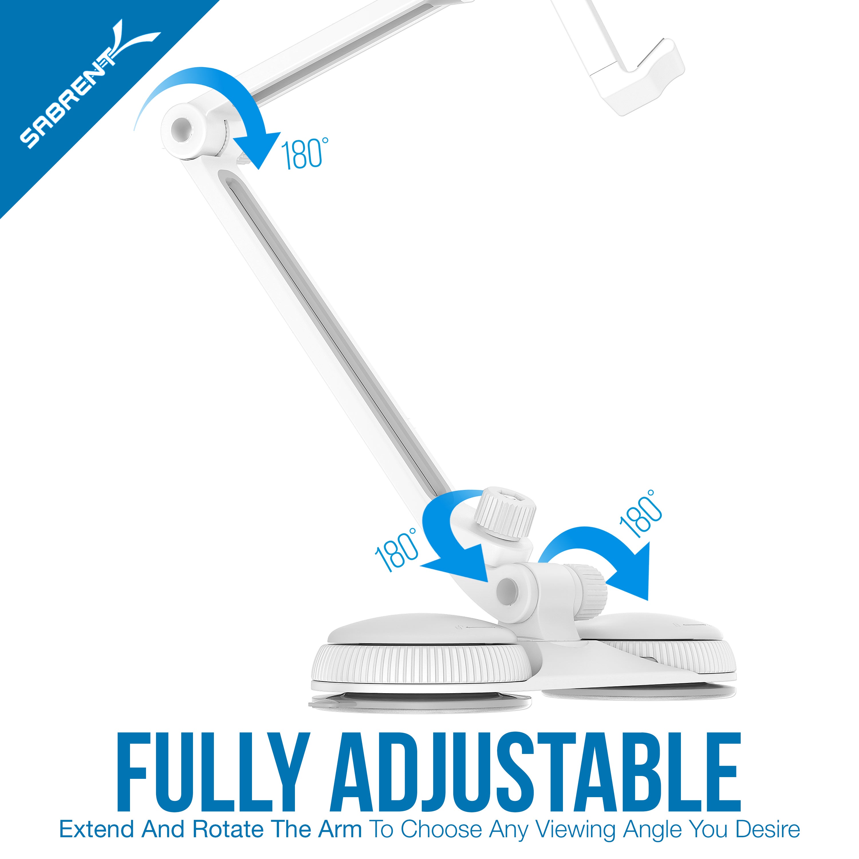 Adjustable Stand Suction Cups Holder for iPad and Tablets up to 8"