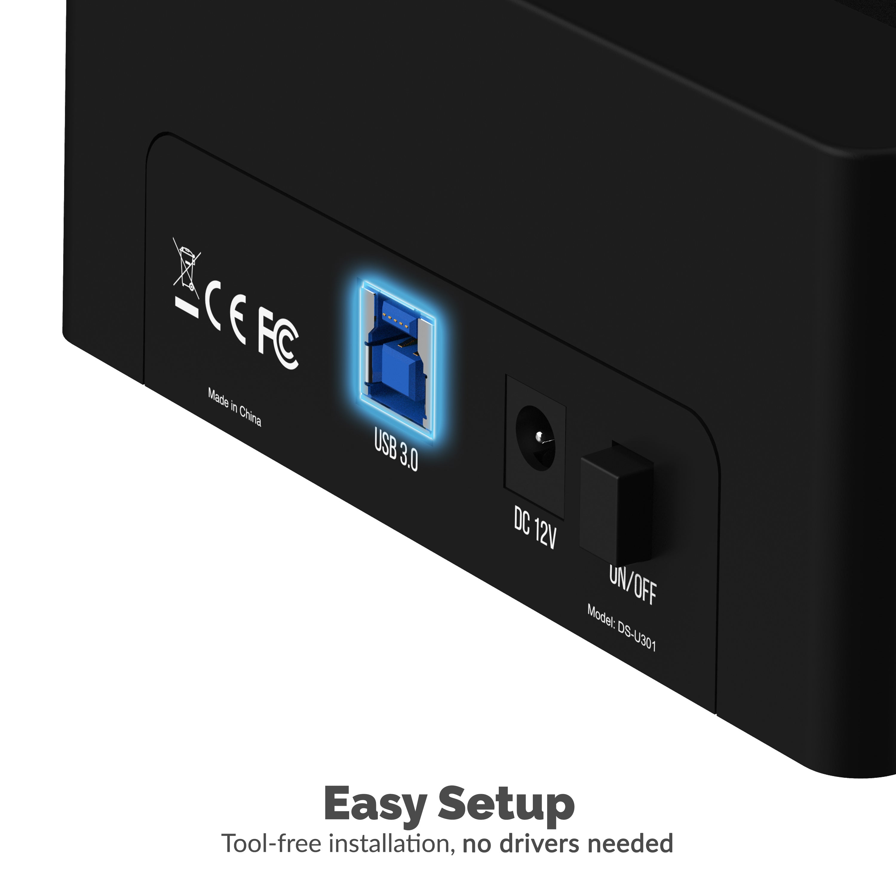 USB 3.0 SATA/SSD 2.5" HDD Docking Station with 3 USB Ports