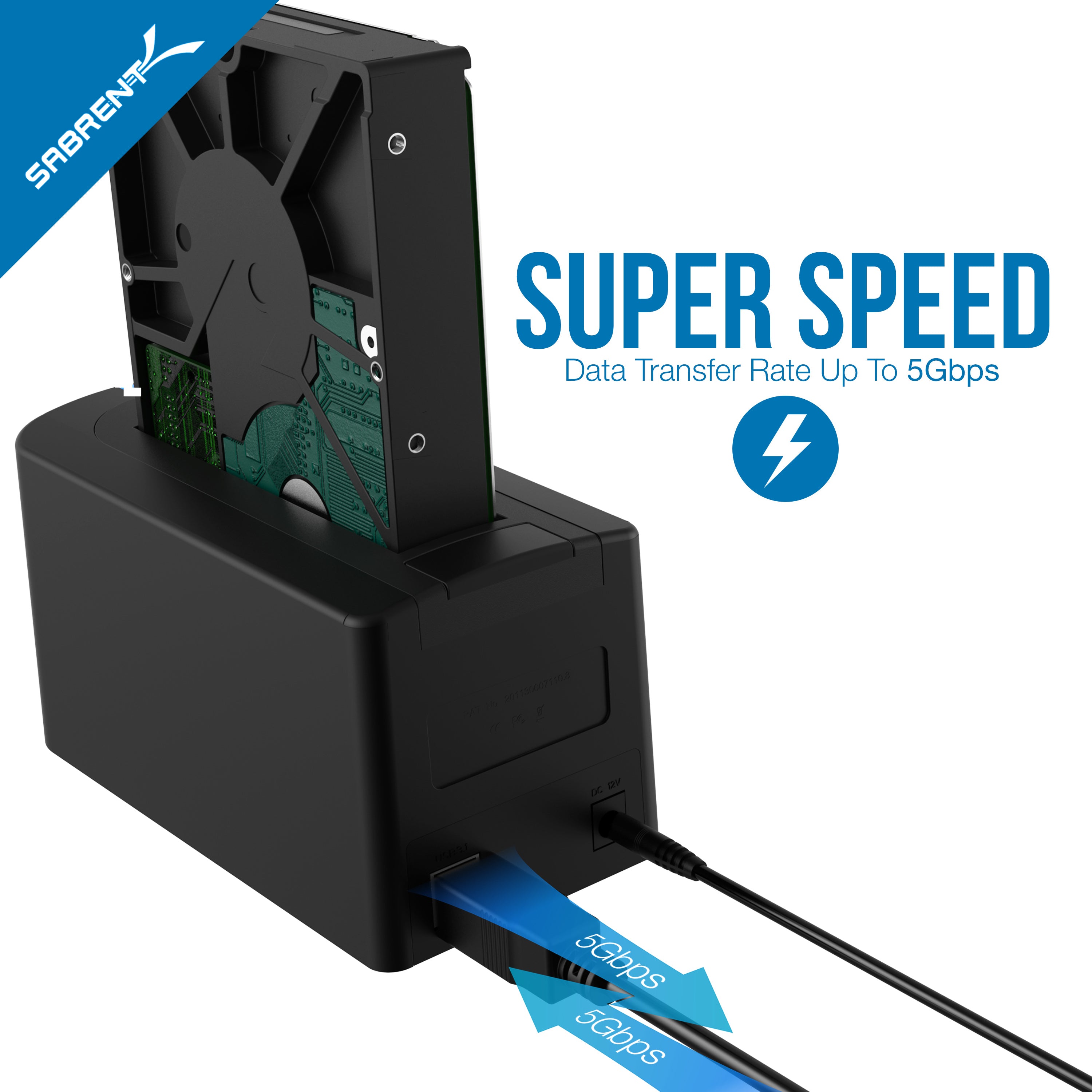 USB 3.0 To Sata External Hard Drive Docking Station For 2.5 Or 3.5In Hdd, SSD