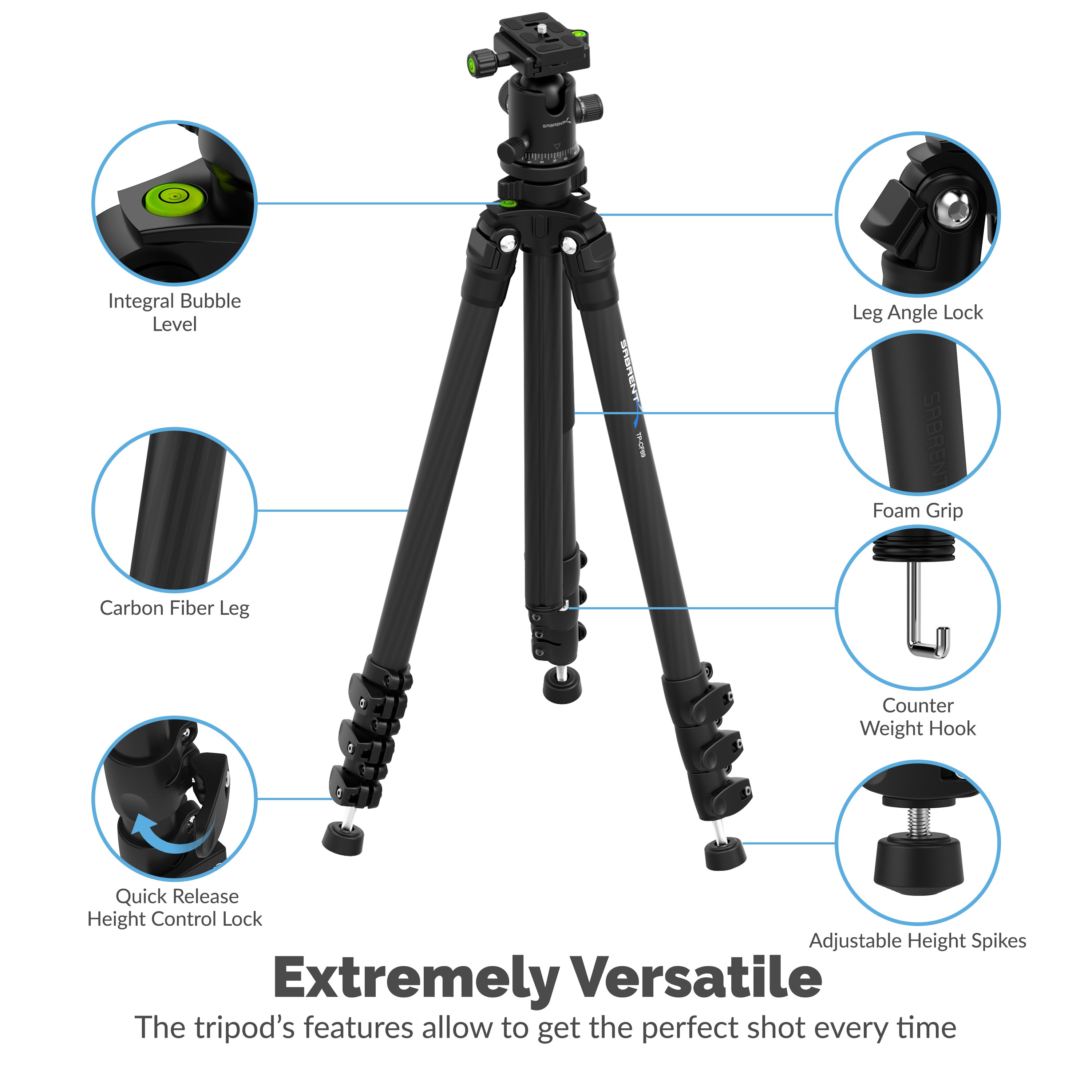 Carbon Fiber Tripod With 360° Camera Mount