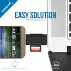 2-Slot Micro USB OTG and USB 3.0 Flash Memory Card Reader - Supports SD , SDHC , SDXC , MMC / MicroSD , T-Flash [Black]