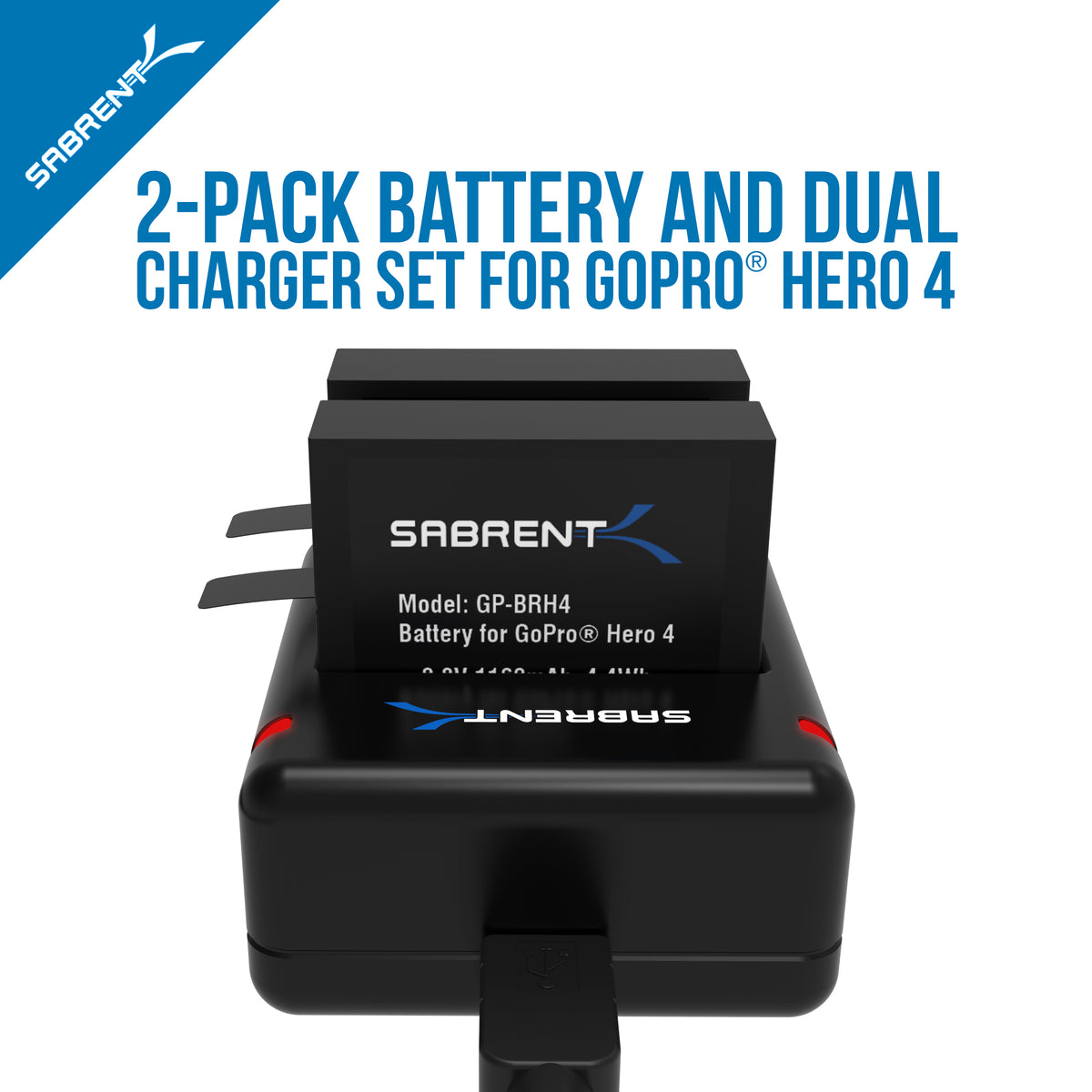 2 Pack Battery Set with Dual Battery Charger for GoPro HERO4 [AHDBT-401, AHBBP-401]