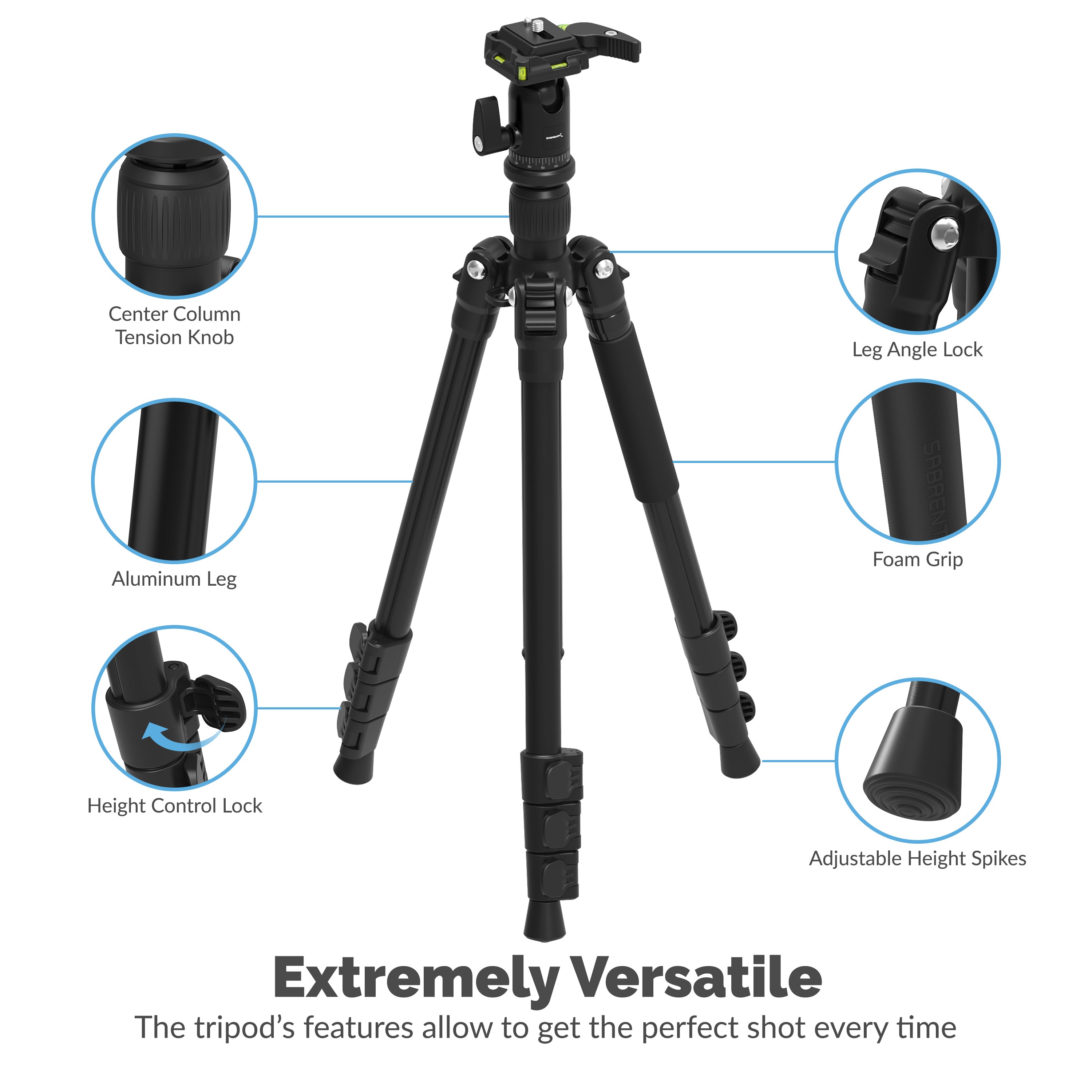 Aluminum Tripod With 360° Full Motion Camera Mount