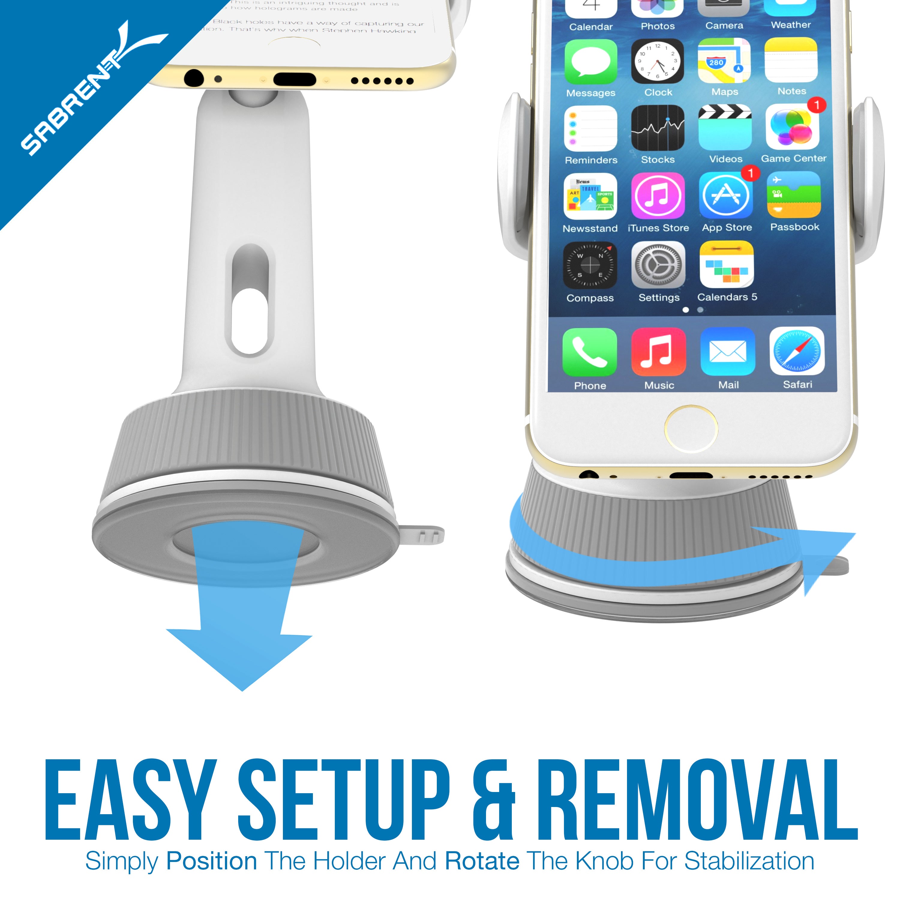 Universal Car Window/Dash Mount Holder for Most Smartphones Devices [White]