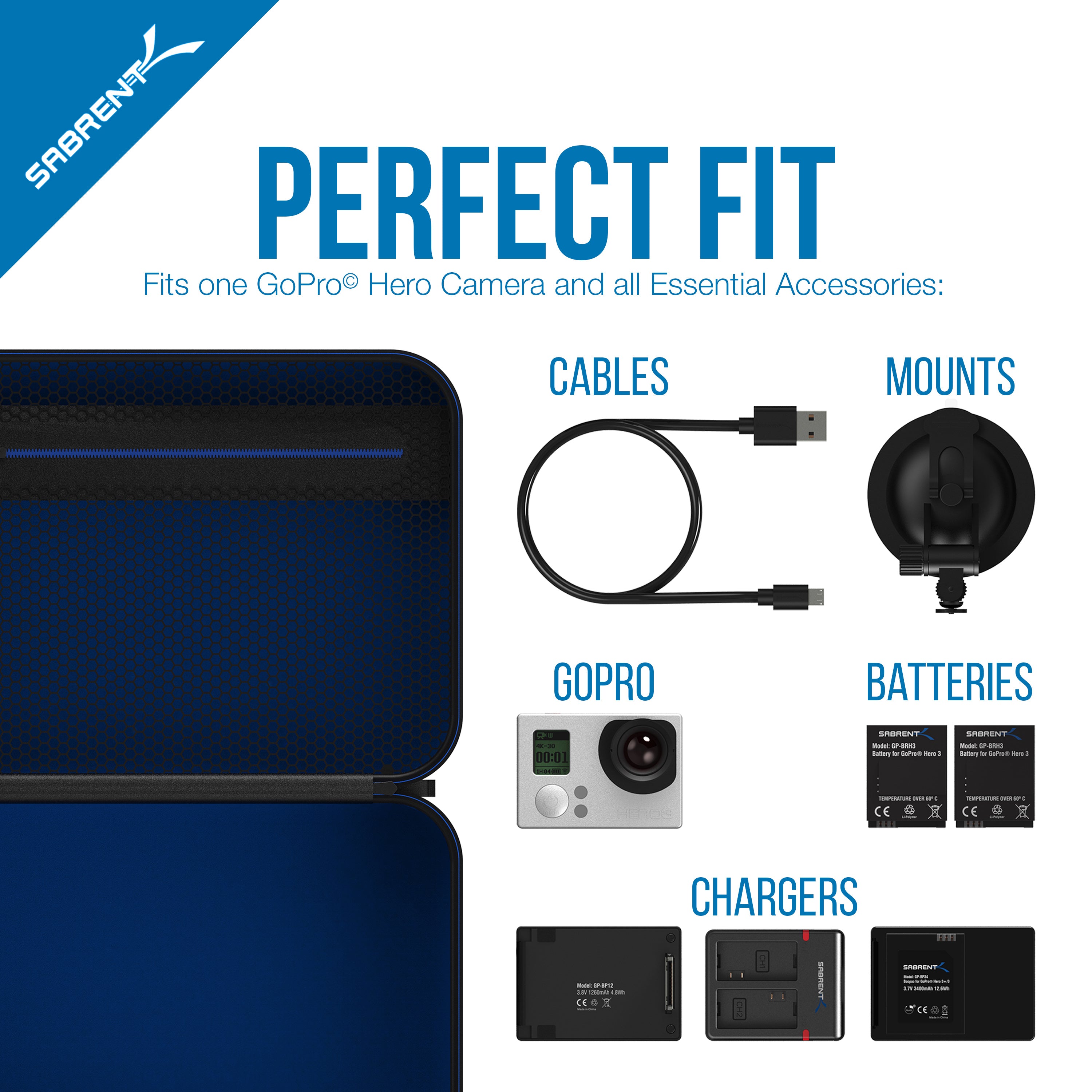 Universal Travel Case for GoPro or Small Electronics and Accessories [Medium]