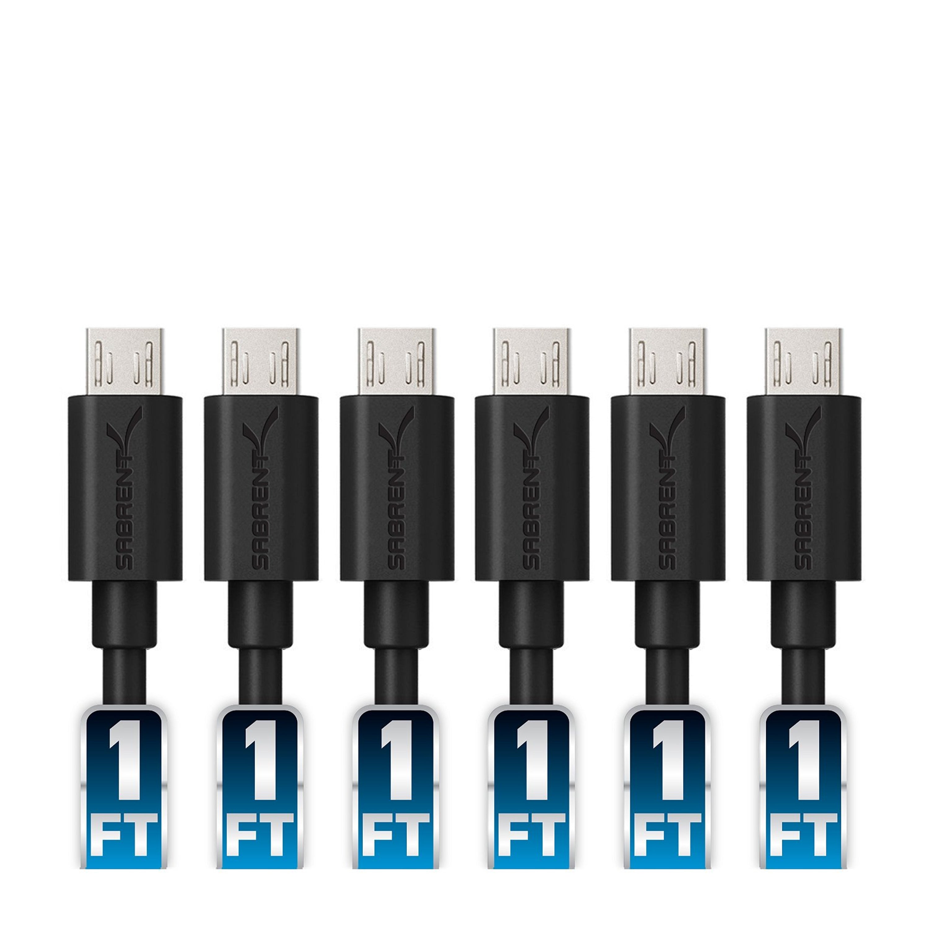 6-Pack] Premium Micro USB Cables Speed 2.0 A Male - Sabrent