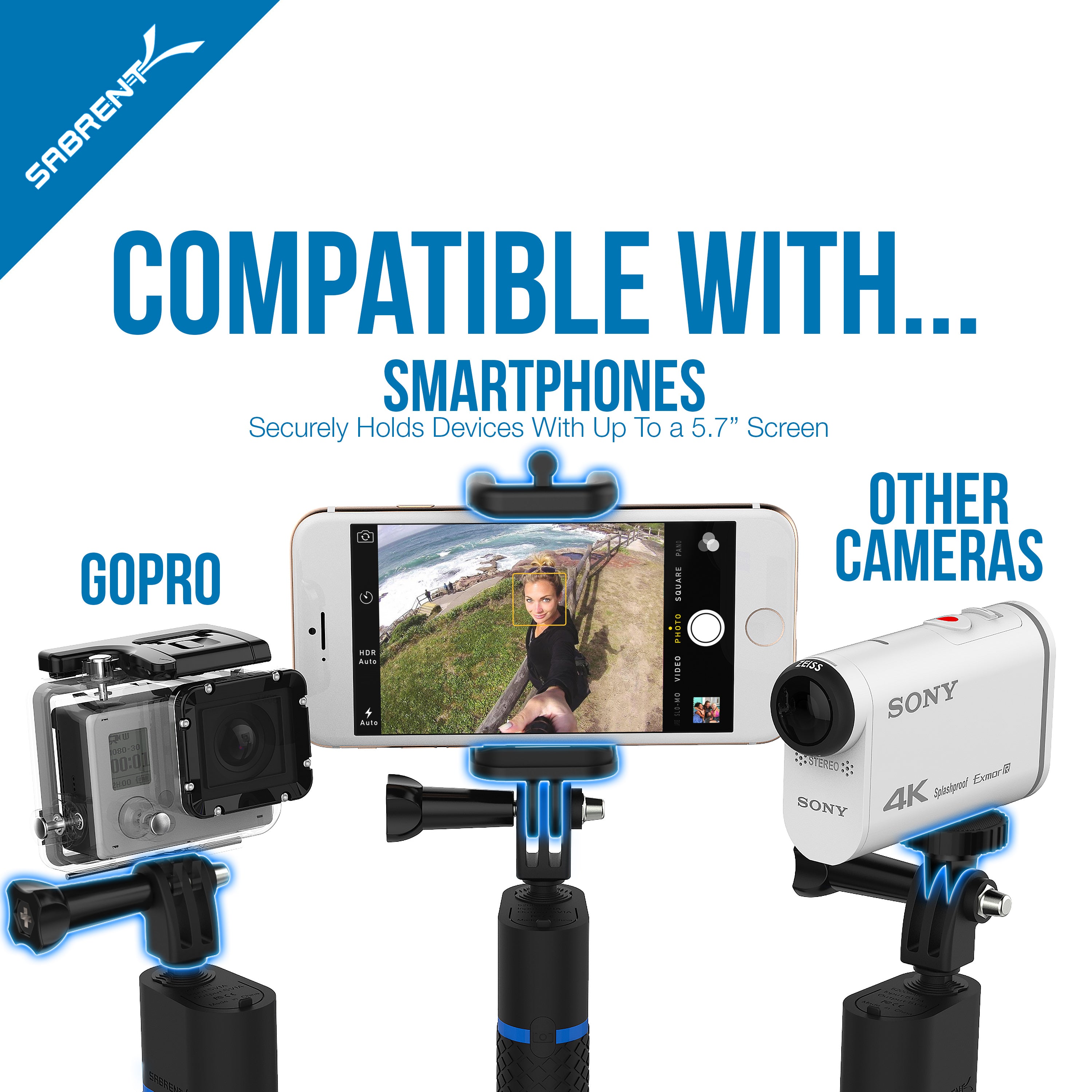 Bluetooth Selfie Stick with built-in 5200mAh battery Charger