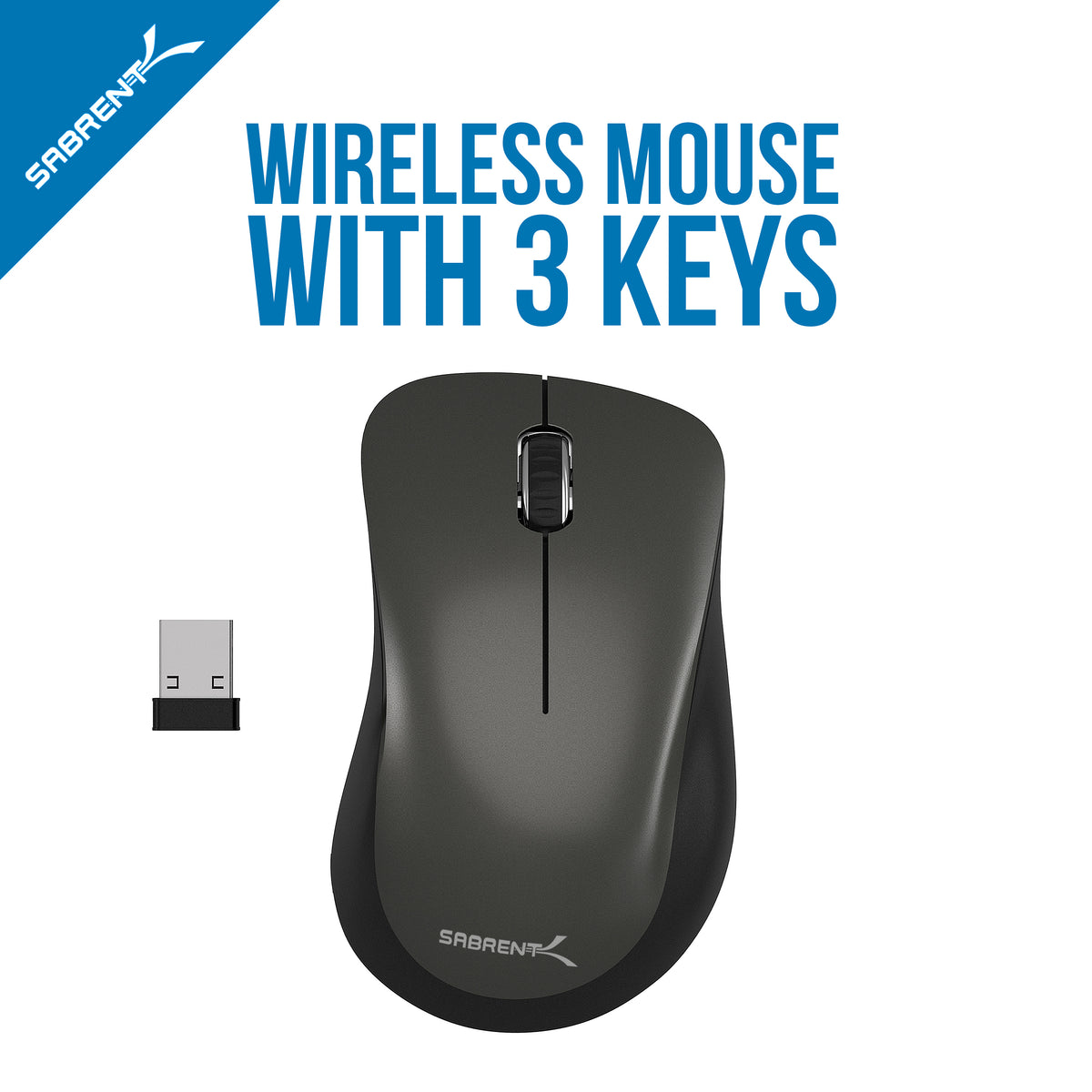 3-Button 2.4GHz Wireless Mouse with Nano Receiver