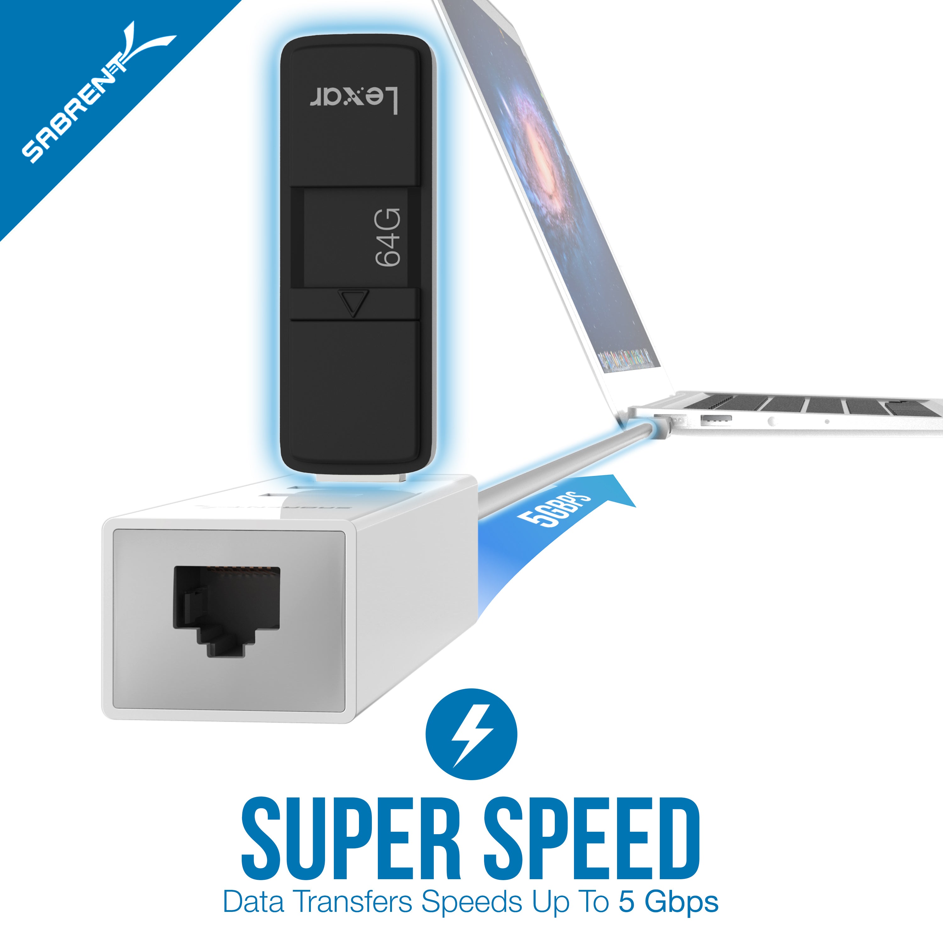 3 Port USB 3.0 and RJ45 10/100/1000 Gigabit Ethernet Port