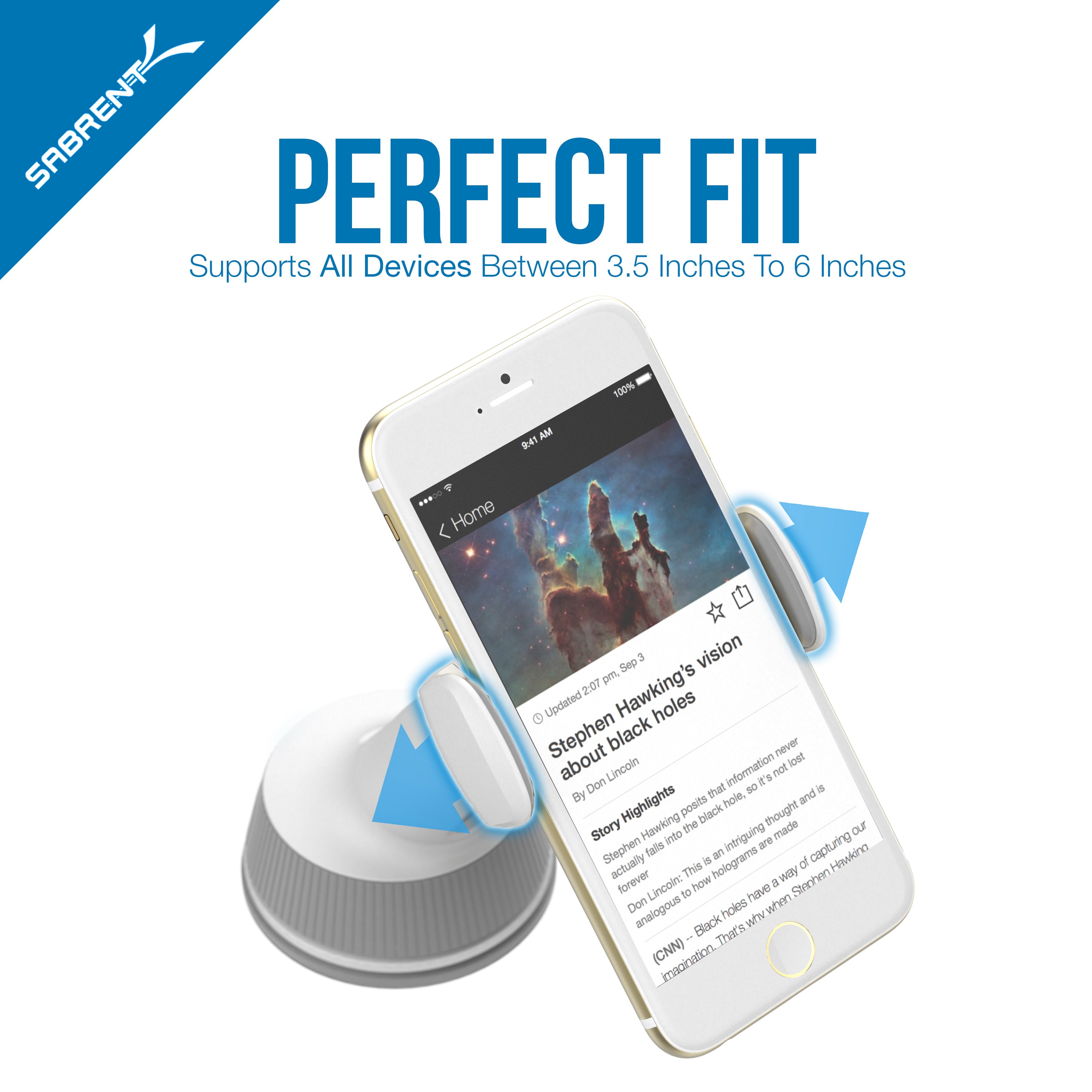 Universal Car Window/Dash Mount Holder for Most Smartphones Devices [White]