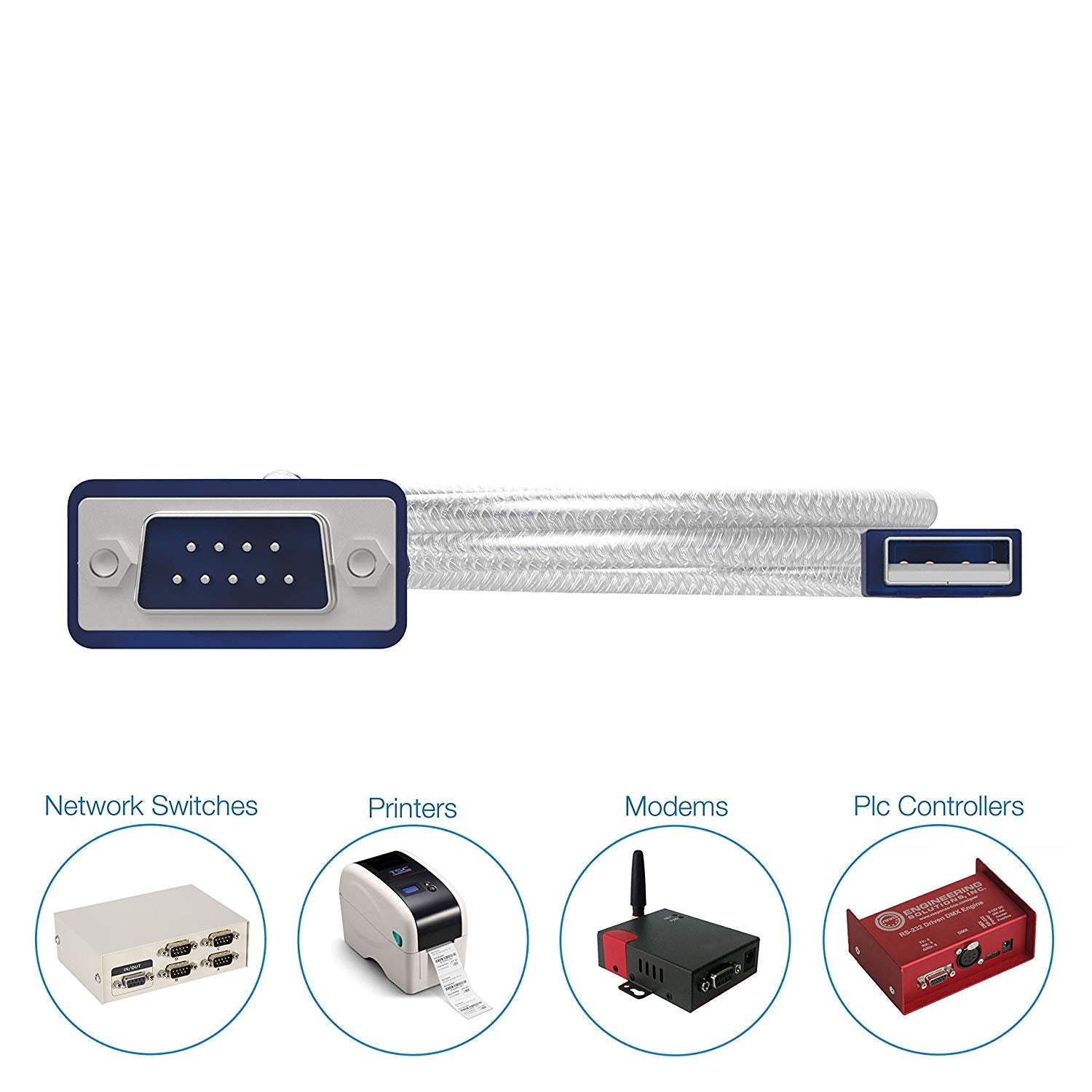 6 feet USB to RS-232 DB9 Serial 9 pin Adapter (Prolific PL2303)