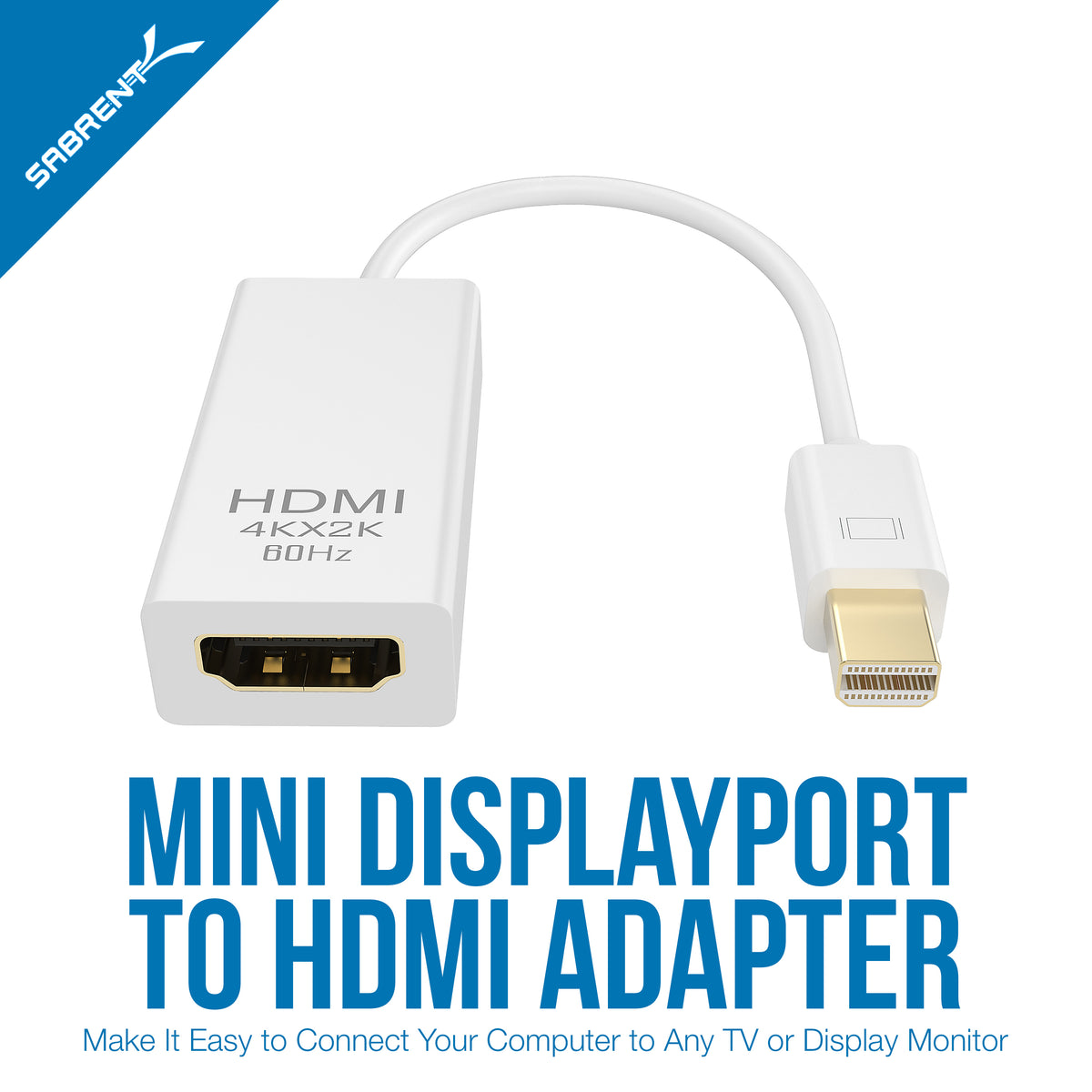 4K@60HZ Mini DisplayPort (Thunderbolt 2) to HDMI Adapter Gold Plated