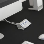 Premium 4 Port Aluminum USB 3.0 Hub (30" Cable) for iMac, MacBook, MacBook Pro, MacBook Air, Mac Mini, or Any PC [Silver] 5V/4A Power Adapter Included