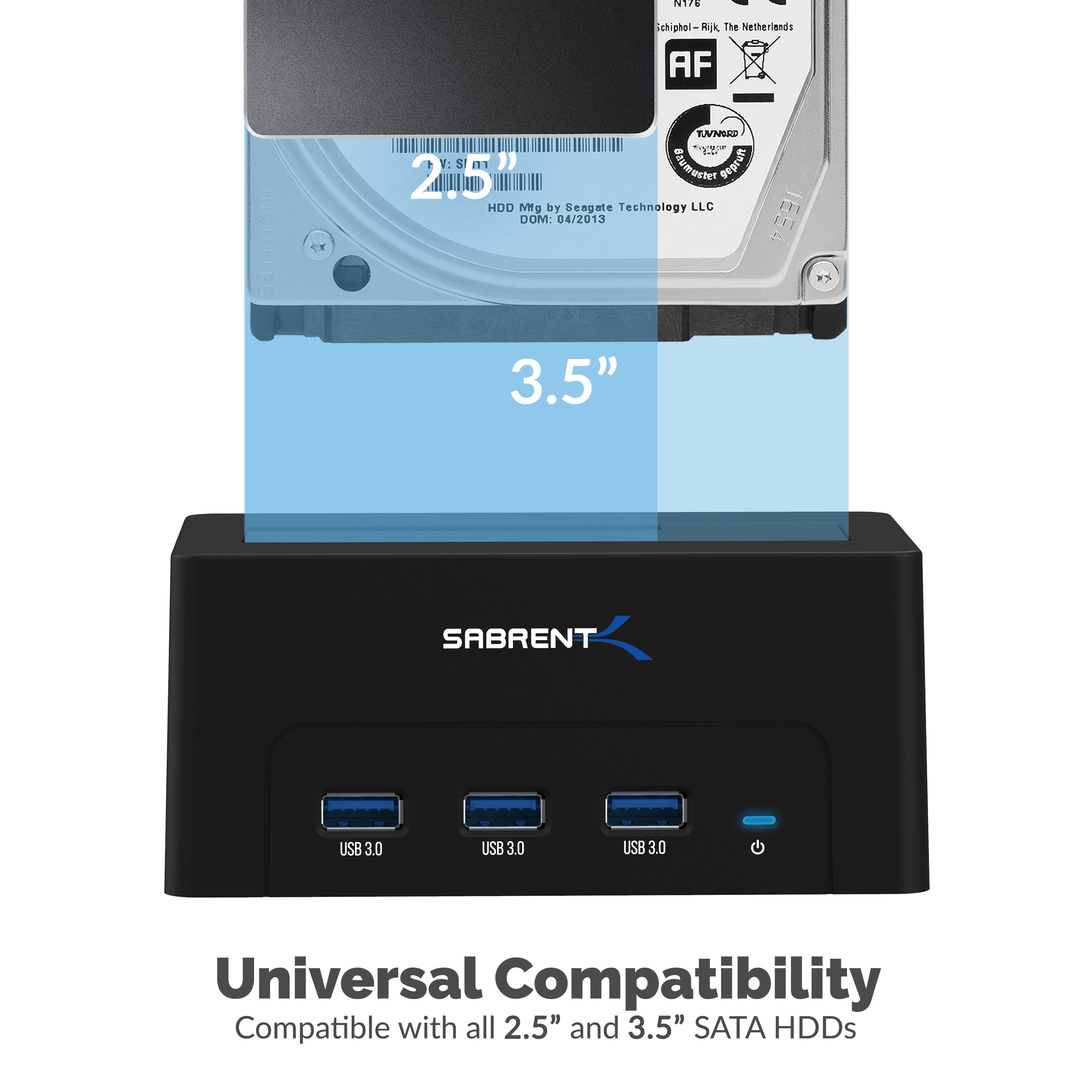 USB 3.0 SATA/SSD 2.5" HDD Docking Station with 3 USB Ports