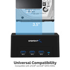 USB 3.0 SATA/SSD 2.5" HDD Docking Station with 3 USB Ports