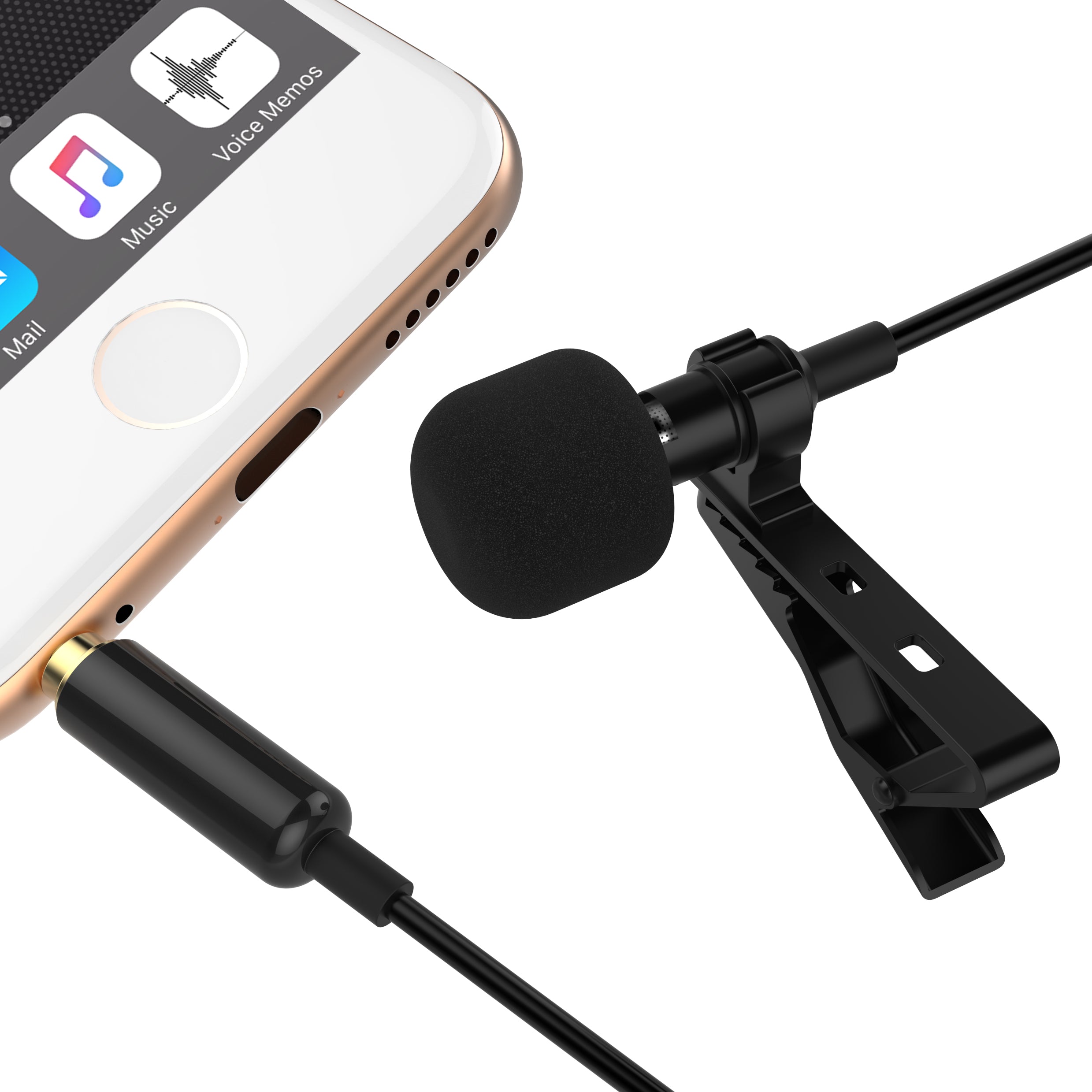 Microfono professionale per Iphone Lavalier Lapel Omnidirezionale Condenser  Mic Phone Audio Video Recording Easy Clip-on Lavalier Mic per Iphone / iPad